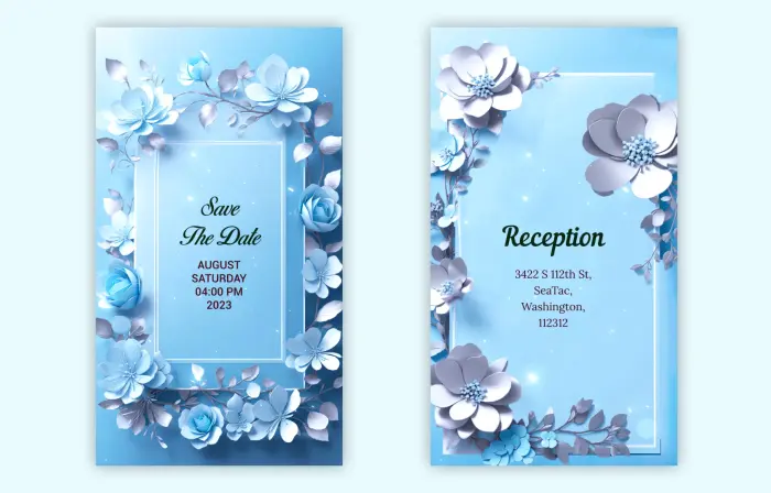 Minimalist 3D Floral Wedding Invitation Instagram Story
